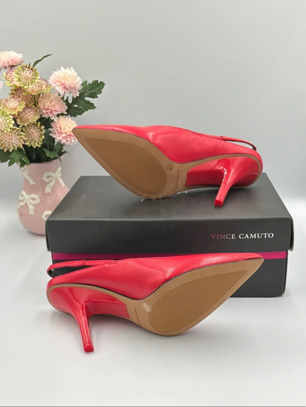 Vince Camuto Red Pointed-Toe Slingback Pumps